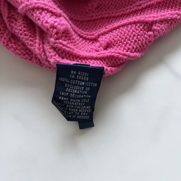 Ralph Lauren Cable knit Cotton crew neck Sweater Pink Sz Small Preppy Chic Pony - Picture 10 of 11